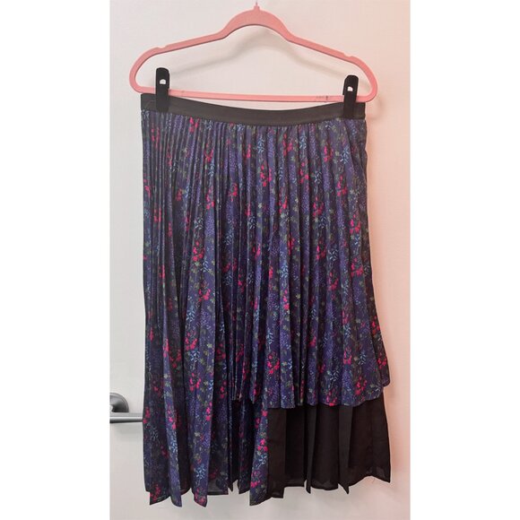 ✨ Super Hakka | Japanese Pleated Navy Floral Midi Skirt | Size XXL  ✨ - Picture 1 of 9